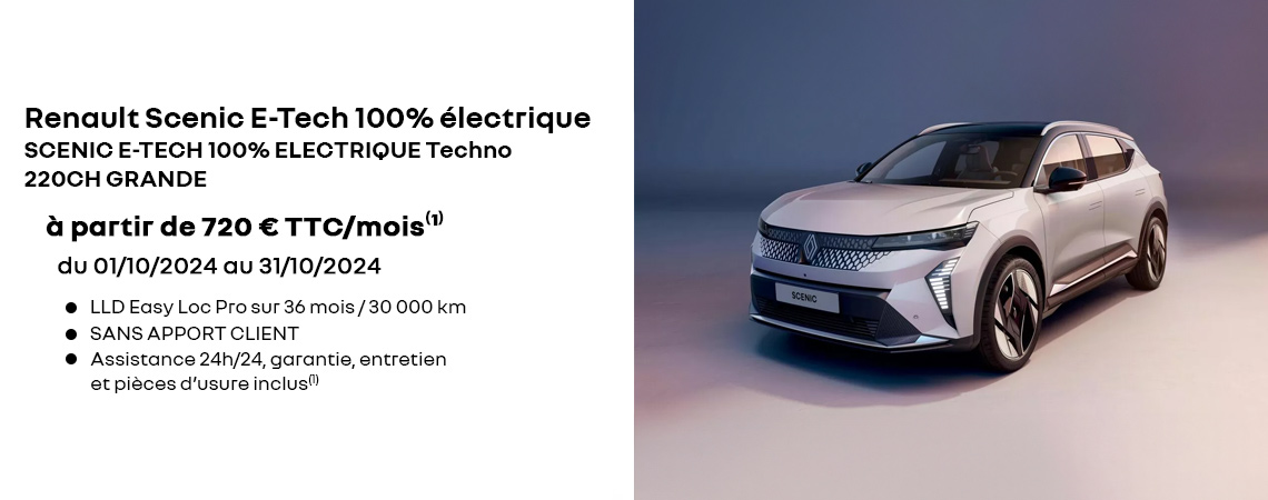 Renault Scenic E-Tech 100% électrique à partir de 720 € TTC/mois