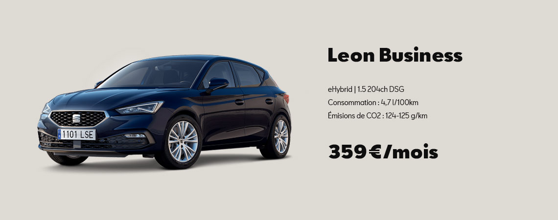Seat Leon Business eHybrid 1.5 204ch DSG à partir de 359 €/mois