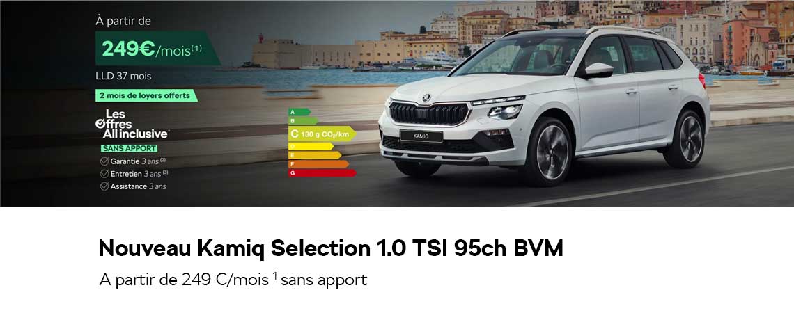 Skoda Nouveau Kamiq Selection 1.0 TSI 95ch BVM A partir de 229 €/mois 