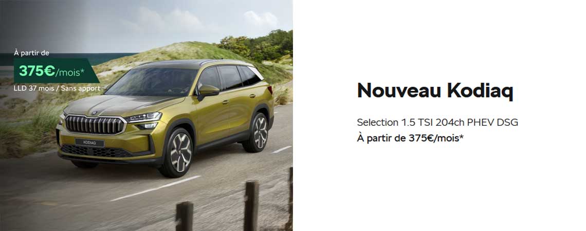 Skoda Nouveau Kodiaq À partir de 375 €/mois 