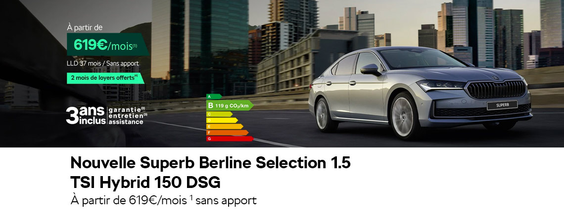 SKODA NOUVELLE SUPERB BERLINE SÉLECTION 1.5 TSI HYBRID 150 DSG