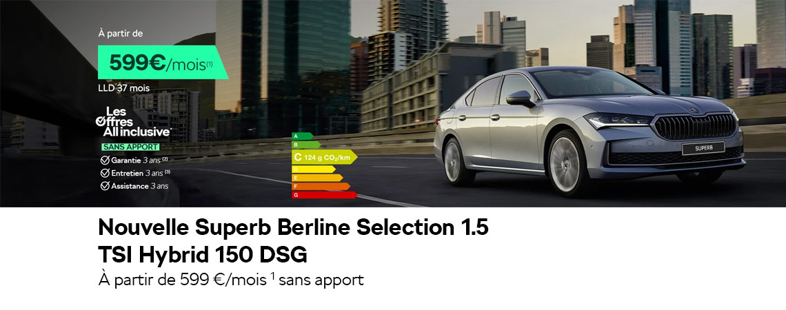 SKODA NOUVELLE SUPERB BERLINE SÉLECTION 1.5 TSI HYBRID 150 DSG