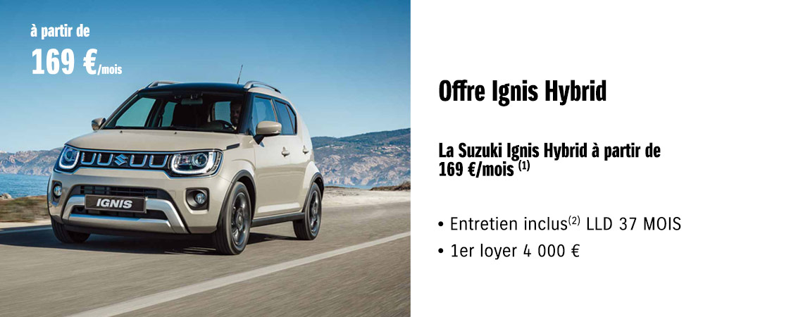 Suzuki Ignis Hybrid à partir de 169 €/mois 