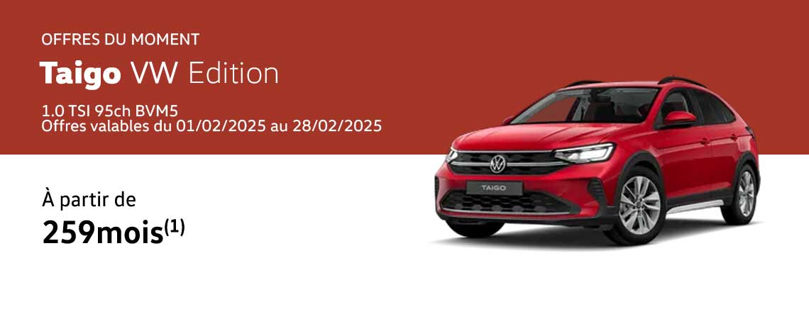 Taigo VW Edition 1.0 TSI 95ch BVM5 À partir de 259 €/mois