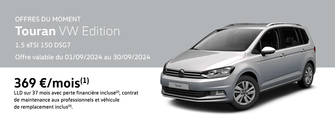 Touran VW Edition 1.5 TSI 150 DSG7 À partir de 369 €/mois