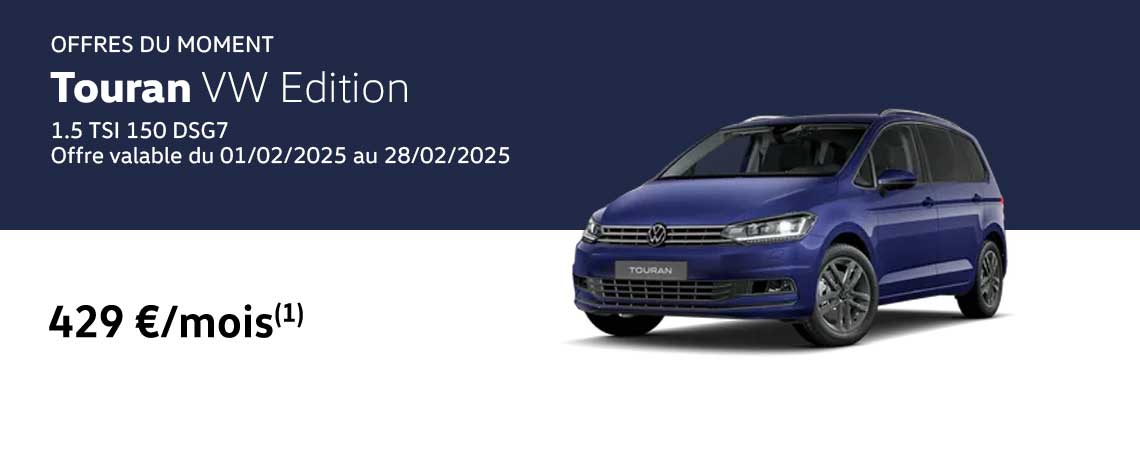 Touran VW Edition 1.5 TSI 150 DSG7 À partir de 429 €/mois