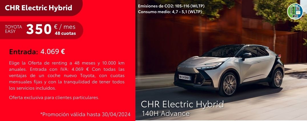 Toyota C-HR Electric Hybrid 140H Advance 350€/mes*