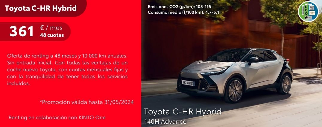 Toyota C-HR Hybrid 140H Advance 361€/mes*