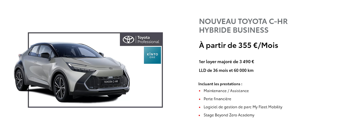 TOYOTA NOUVEAU C-HR BUSINESS À PARTIR DE 355€/MOIS