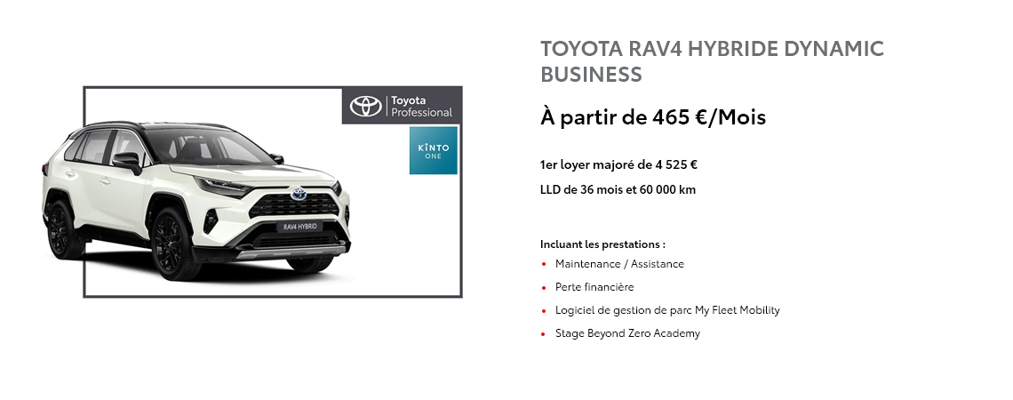 Toyota RAV4 Hybride Dynamic Business À partir de 465 €/mois