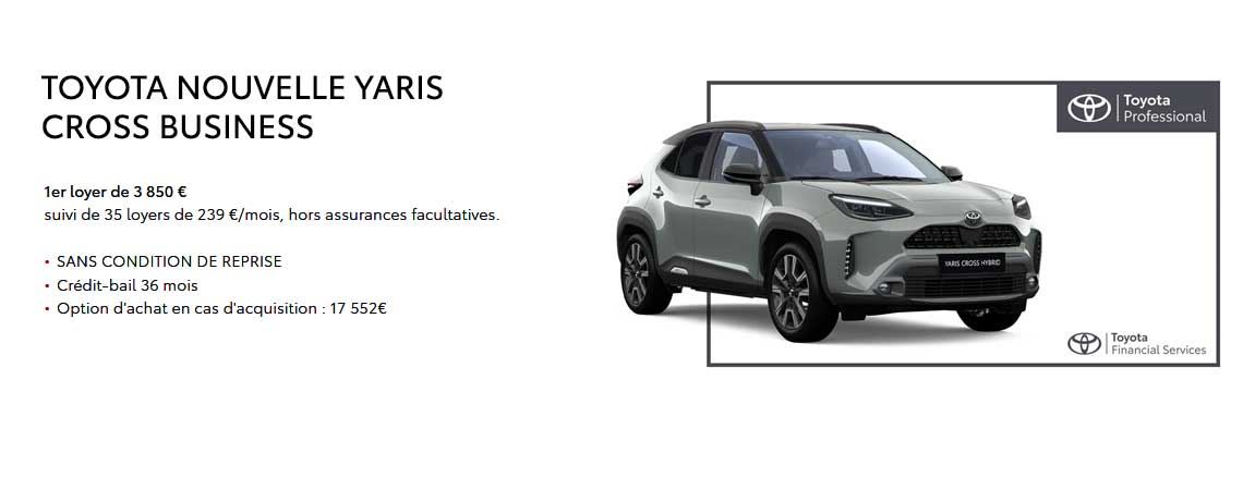 TOYOTA YARIS CROSS DYNAMIC BUSINESS À partir de 239 €/mois