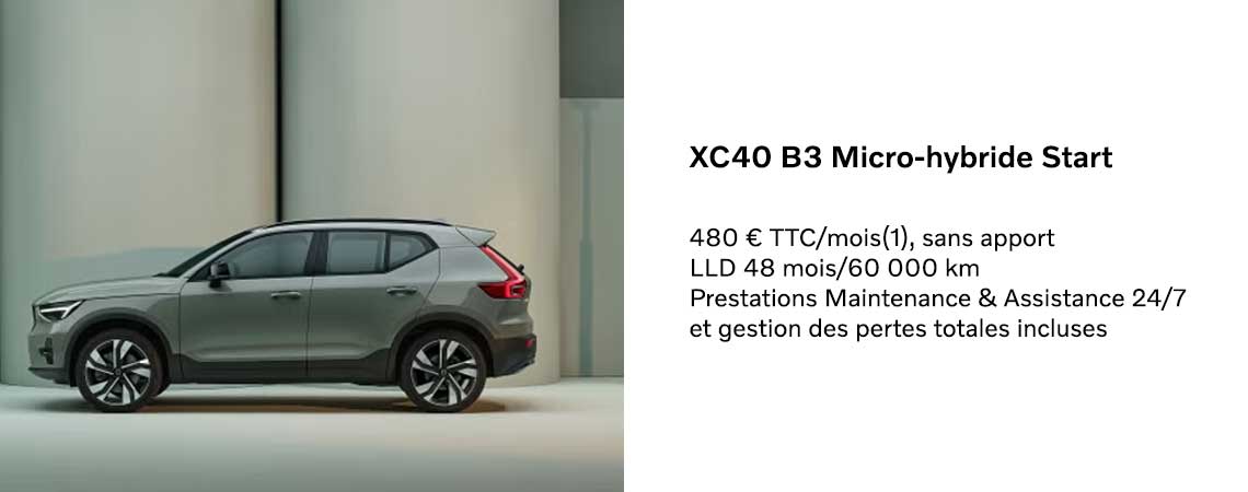 Volvo XC40 B3 Micro-hybride Start À partir de 480 € TTC/mois