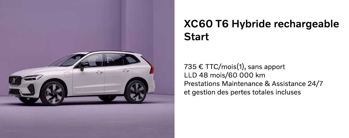 Volvo XC60 T6 Hybride rechargeable Start À partir de 735 € TTC/mois