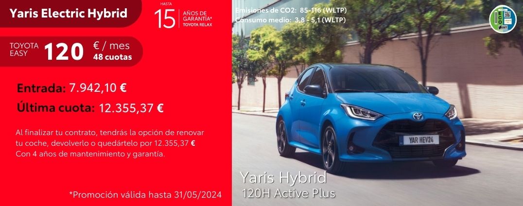 Yaris Electric Hybrid 120H Active Plus 120€/mes*